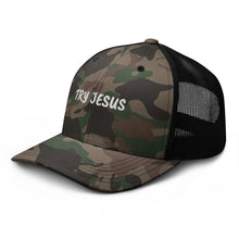 Load image into Gallery viewer, Try Jesus Camo Trucker Hat