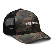 Load image into Gallery viewer, Try Jesus Camo Trucker Hat
