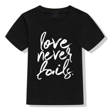 Load image into Gallery viewer, Love Never Fails Kids T-Shirt