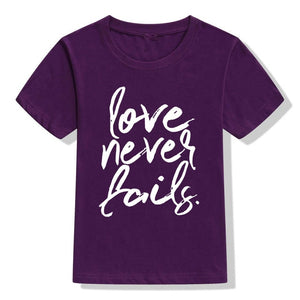 Love Never Fails Kids T-Shirt