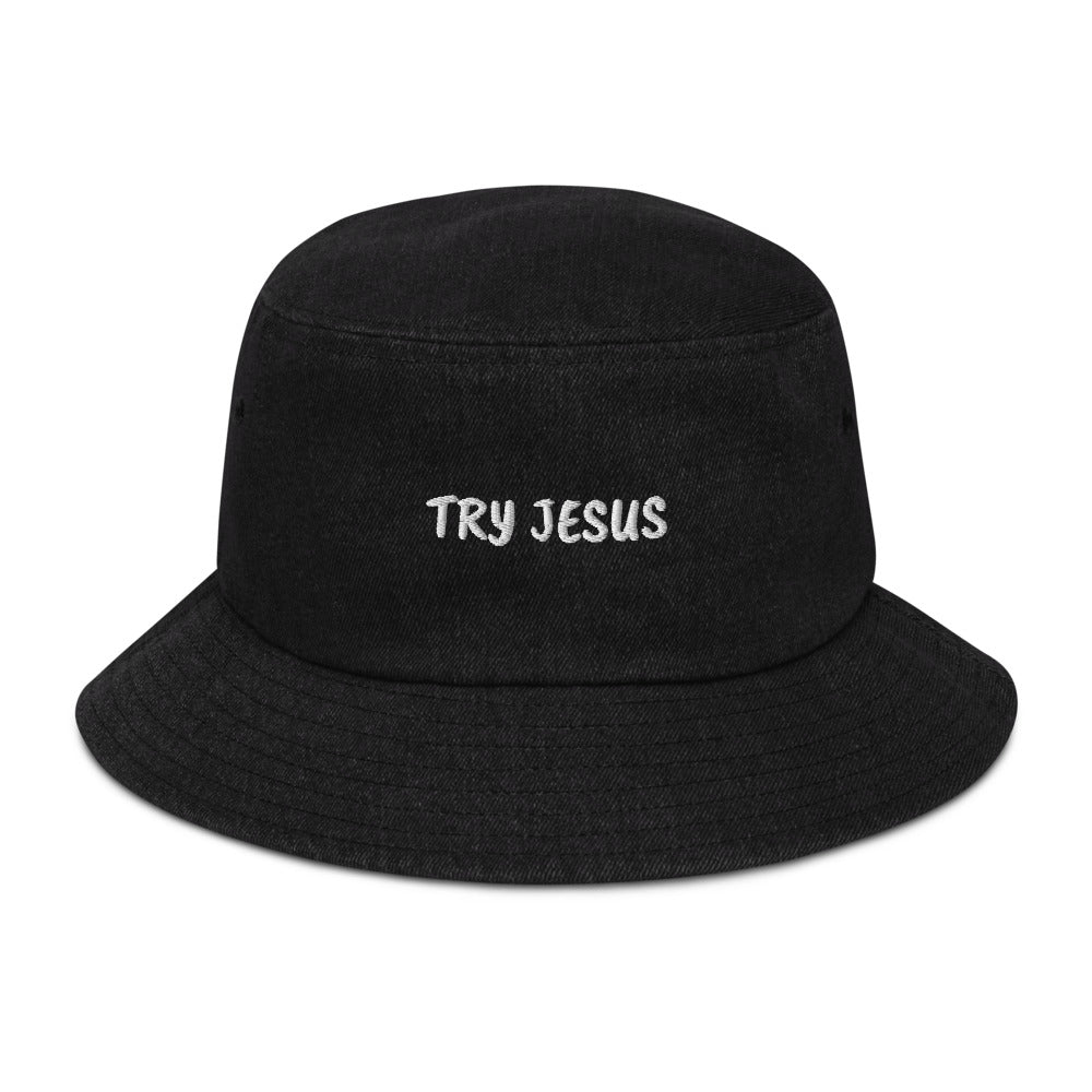 Try Jesus Denim Bucket Hat