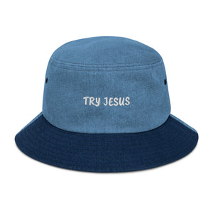 Try Jesus Denim Bucket Hat