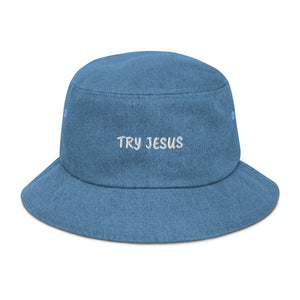 Try Jesus Denim Bucket Hat