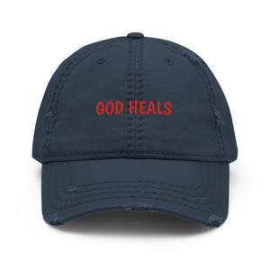 God Heals Distressed Dad Hat