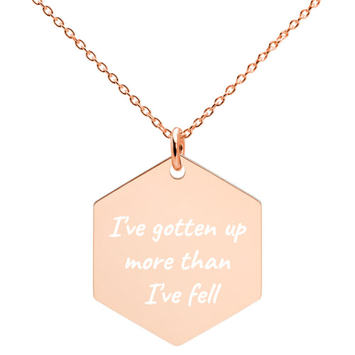 Gotten Up Engraved Silver Hexagon Necklace