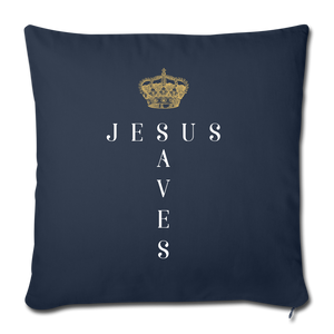 Jesus Saves Pillow Cover - navy