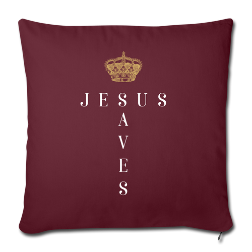 Jesus Saves Pillow Cover - burgundy