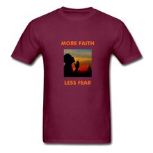 Load image into Gallery viewer, More Faith, Less Fear Men&#39;s T-Shirt - burgundy