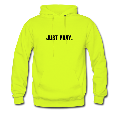 Just Pray Men's Hoodie (Yellow) - safety green