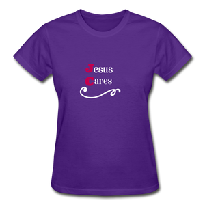 Jesus Cares Women's T-Shirt - purple