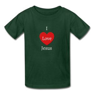 I Love Jesus Kids T-Shirt - forest green
