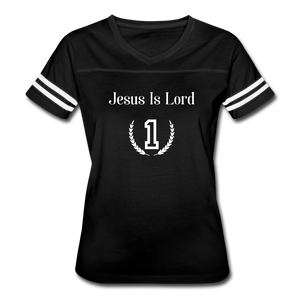 Jesus Is Lord Women's Jersey T-Shirt - black/white