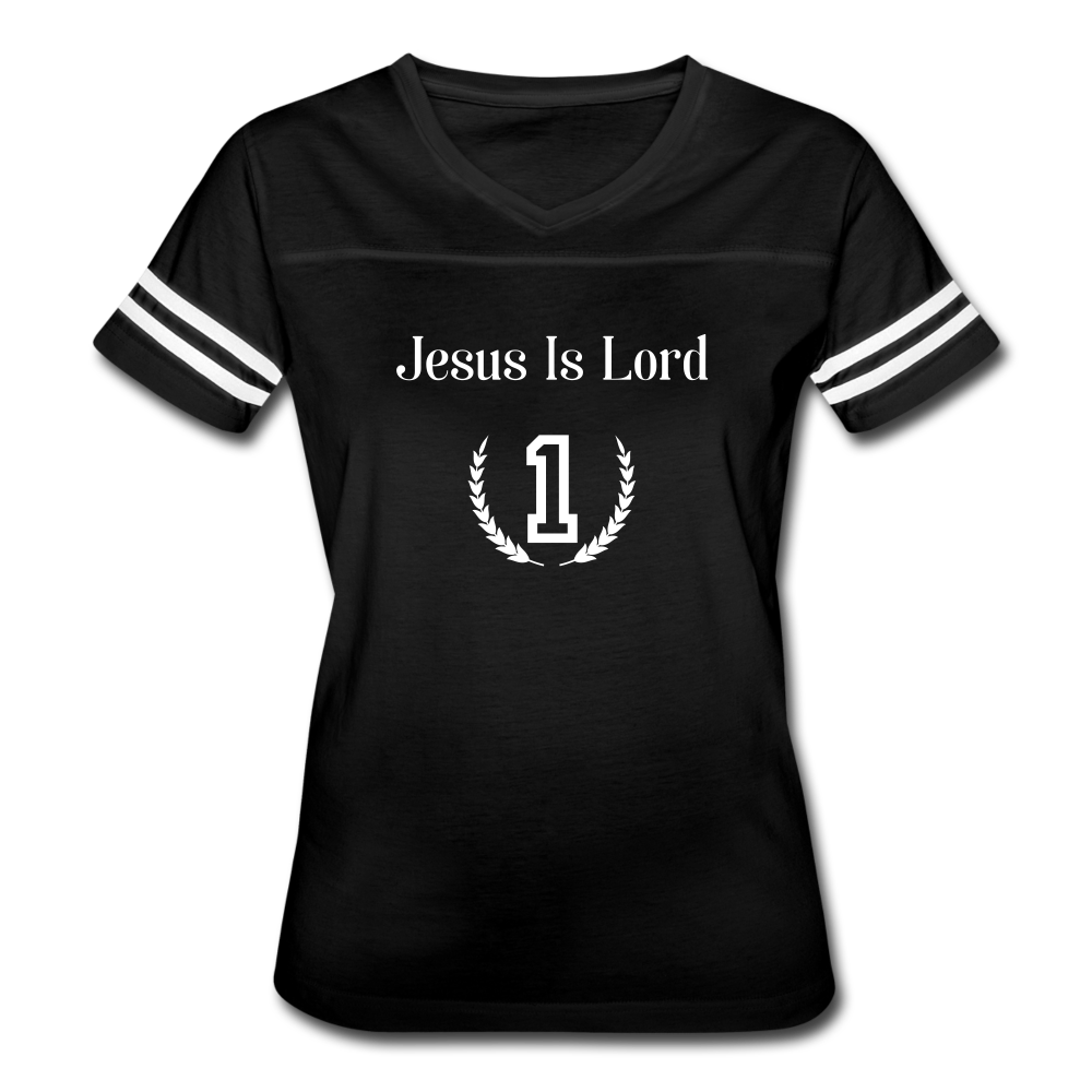 Jesus Is Lord Women's Jersey T-Shirt - black/white