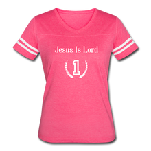 Load image into Gallery viewer, Jesus Is Lord Women&#39;s Jersey T-Shirt - vintage pink/white