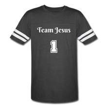 Load image into Gallery viewer, Team Jesus Men&#39;s Jersey T-Shirt (Black) - vintage smoke/white