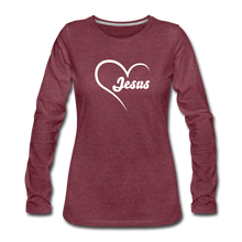 Load image into Gallery viewer, Jesus Women&#39;s Long Sleeve - heather burgundy