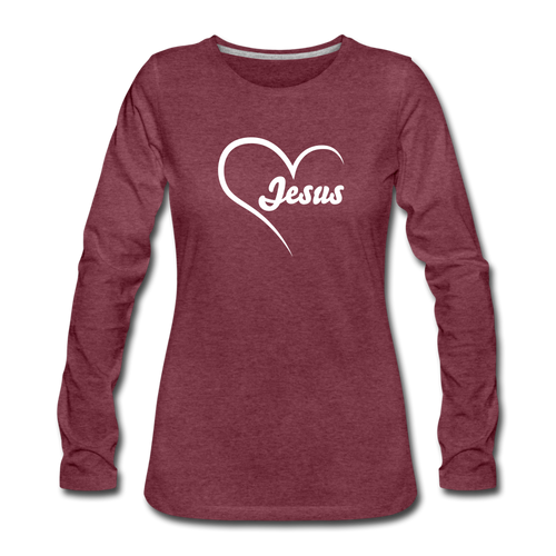 Jesus Women's Long Sleeve - heather burgundy