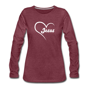 Jesus Women's Long Sleeve - heather burgundy