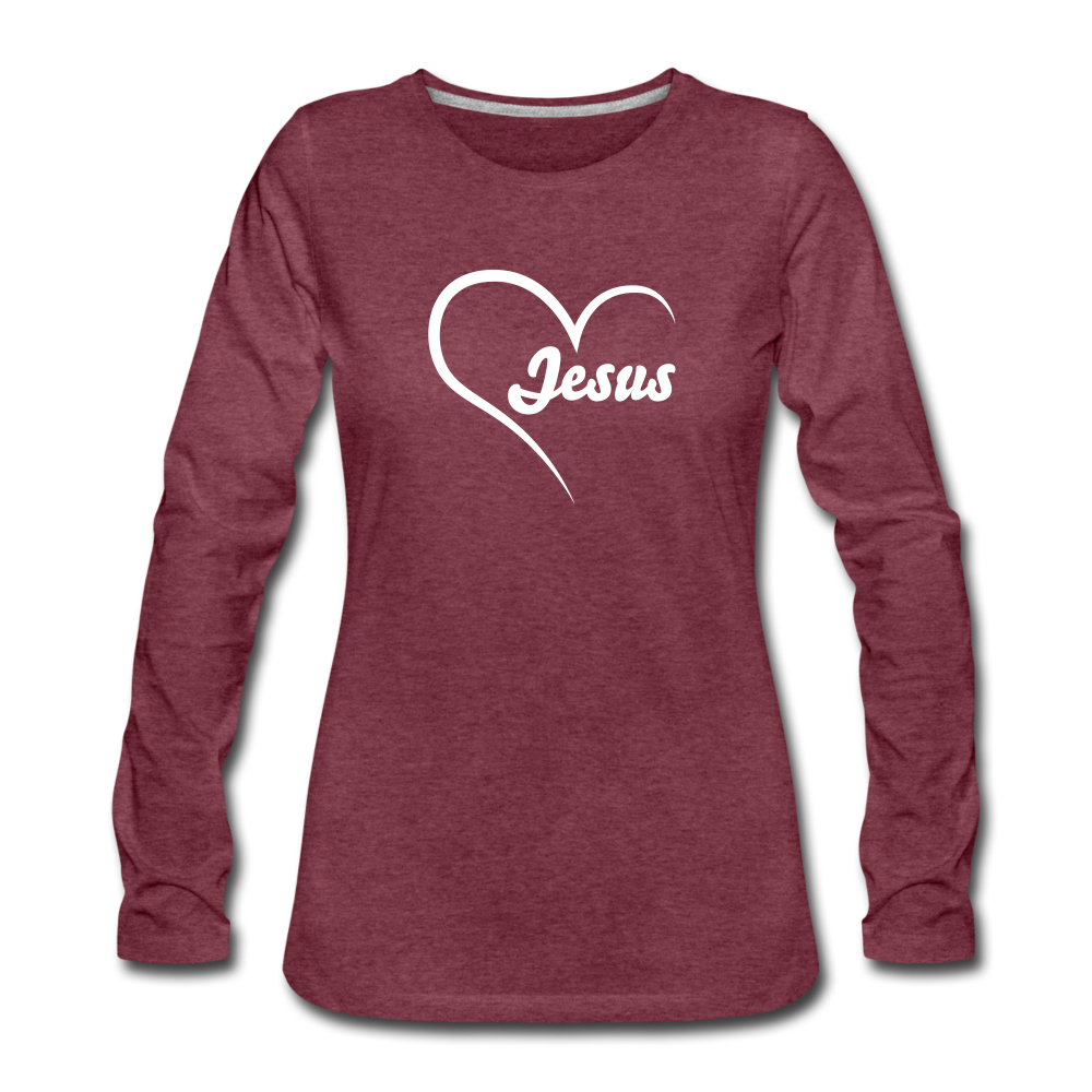 Jesus Women's Long Sleeve - heather burgundy