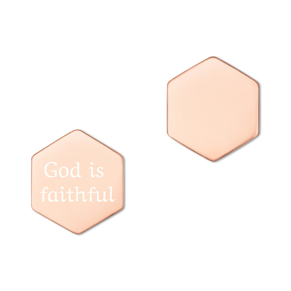 Faithful Sterling Silver Hexagon Stud Earrings