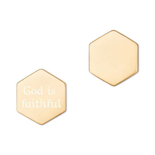 Faithful Sterling Silver Hexagon Stud Earrings