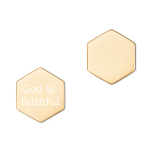 Faithful Sterling Silver Hexagon Stud Earrings